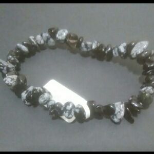 Snowflake Obsidian Stone Chip Bracelet